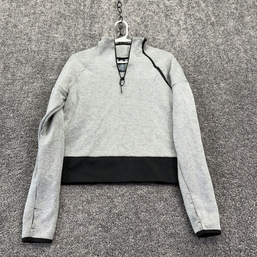 Champion 1/4 Zip Pullover Womens Medium Gray Activewear Cropped Thumbholes